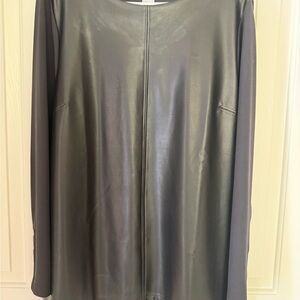 Chico’s Women's Long Sleeved Top with Faux Black Leather Front.